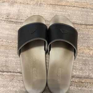 Adidas Black and Gray Comfort Slides